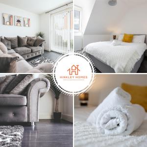 a collage of photos of a living room and a bedroom at 5 Beds - Free Gated Parking - City Centre - By Hinkley Homes Short Lets & Serviced Accommodation in Liverpool