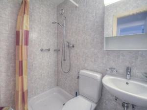 een badkamer met een douche, een toilet en een wastafel bij Apartment Topaze-2 by Interhome in Anzère