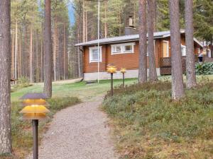 ケミヤルヴィにあるHoliday Home Järvelä by Interhomeの森の小屋へと続く道