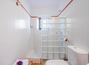 a bathroom with a toilet and a shower at La Tartana Hotel Boutique in La Herradura