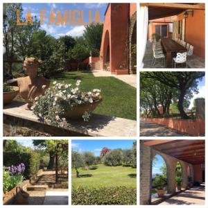 a collage of pictures of a garden and a house at La Famiglia in Vasanello