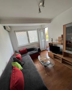 sala de estar con sofá y TV en Apartments D&D, en Požarevac