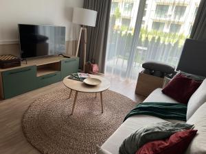 Televízia a/alebo spoločenská miestnosť v ubytovaní NA WYDMIE APARTAMENT - Rezydencja Niechorze 111