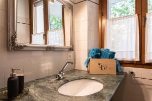 uma casa de banho com um lavatório e um espelho em Rooms Relais Art Borgocastello3 em Gorizia
