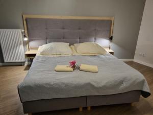 Posteľ alebo postele v izbe v ubytovaní Apartament z HUŚTAWKĄ Bel Mare