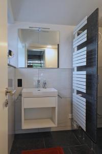 a bathroom with a sink and a mirror at STERK Apartments - idyllisch - modern - stilvoll in Meckenbeuren