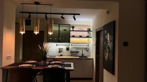 una cucina con tavolo con sedie e sala da pranzo di N10 Apartment a Belgrado Altre 33 foto