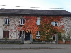 un edificio con un árbol con hojas rojas en Gite Clé Vacances Courchaton, 