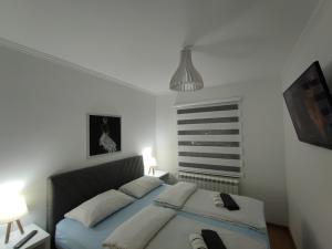 een slaapkamer met een bed en een tv erin bij Apartman Teodora in Donje Mladice
