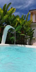 a water fountain in a swimming pool at Morada Patacho in Pôrto de Pedras