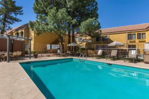 einen Pool mit Stühlen und Sonnenschirmen in der Unterkunft Best Western Airport Albuquerque InnSuites Hotel & Suites in Albuquerque