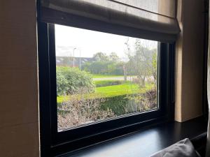 a window with a view of a green field at Het Wylde Pad - Let’s go Wylde! in Twijzelerheide