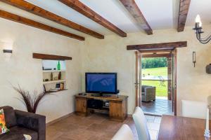 a living room with a television and a table at Villa Mala Kopa in Barban