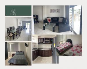 a collage of photos of a living room and a kitchen at Apartamento amoblado in Sincelejo