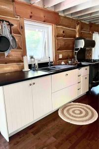 a kitchen with a sink and a window at The Bruce Beach House - Cozy cottage by the lake! in Moraviantown