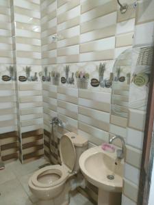 een badkamer met een toilet en een wastafel bij Nukud guest house in Aswan