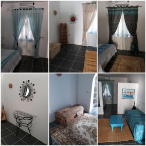 a collage of four pictures of a room at Dar Chick Yahia Ile De Djerba in Mezrane