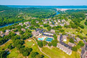 an aerial view of a resort with a river at The Bluffs Lakeview in Branson