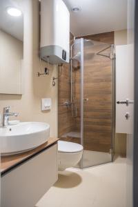 a bathroom with a toilet and a sink and a shower at Mountain Chalet Kopaonik in Kopaonik