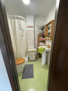 a bathroom with a toilet and a sink at Precioso apartamento con vistas en Valedlinares in Valdelinares