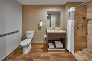 a bathroom with a toilet and a sink and a shower at Extended Suites Merida Siglo XXI in Mérida