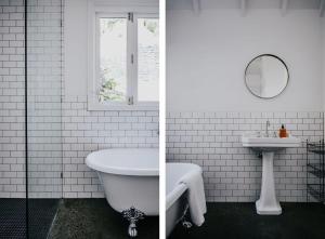 デイルスフォードにあるThe Green Door Daylesfordの浴槽と洗面台のある白いバスルーム +31枚の写真
