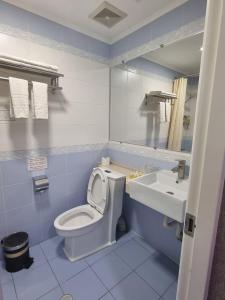 a bathroom with a toilet and a sink at Omar Khayyam Hotel in Bukhara