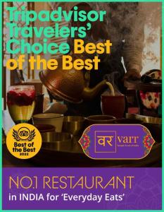 a flyer for an indian restaurant with a teapot at HOLYWATER by Ganga Kinare in Rishīkesh