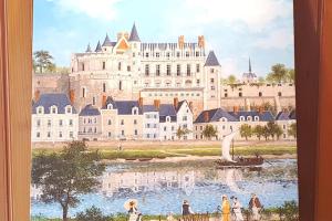 a painting of a castle with people in front of it at JJ House Gwangan Beach 드론쇼 매주토요일8시10시 in Busan