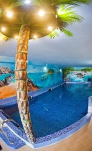米茲多洛傑的住宿－庫拉布旅館，棕榈树酒店游泳池