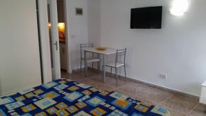 a bedroom with a bed and a table and a television at Apartamentos Chinyero in Puerto de la Cruz