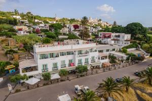 an aerial view of a white building on a city street at Hotel Ossidiana Stromboli Center in Stromboli