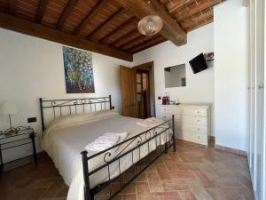 ein Schlafzimmer mit einem Bett und einem TV in einem Zimmer in der Unterkunft IL Poggio in Pontedera