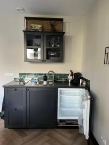 a kitchen with a sink and a counter top at B&B 't Speulderbos in Ermelo