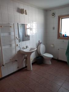 uma casa de banho com um lavatório e um WC em HOWENH em Porvenir