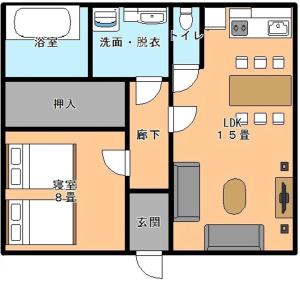 un dessin d'un plan d'étage d'une maison dans l'établissement ガナダン中央駅 1f 無料駐車場, à Kagoshima