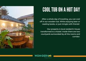 a flyer for a hot tub on a hot day at Wonderloft Hostel Jogja in Yogyakarta