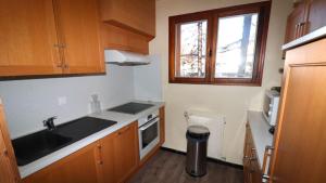 mała kuchnia ze zlewem i kuchenką w obiekcie CHALET L'Eyssinette Appartement 8 a 10 couchages w mieście Vars