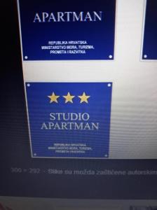 Certifikát, ocenenie alebo iný dokument vystavený v ubytovaní Studio apartman"Mirjana", Podhum 368
