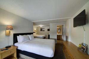 a hotel room with a large bed and a television at Lantern Inn in Hill City