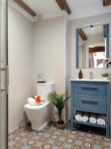 La salle de bains est pourvue de toilettes et d'un lavabo. dans l'établissement Cal Passió, à Vimbodí