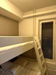 a bedroom with a bunk bed with a ladder in it at Quality Apt in the City Center For 5 - BRAND NEW in Rovaniemi