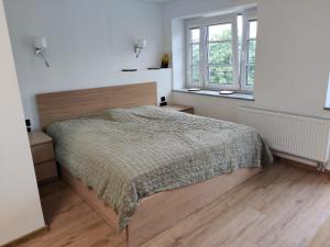 a bedroom with a bed and a window at Apartament De Lux LIDIA in Karpacz
