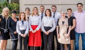 a group of people posing for a picture at Best Western Hotel Moran in Prague