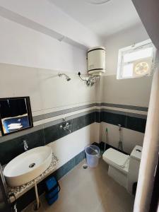 瑞詩凱詩的住宿－Skyard Premium, Tapovan，一间带水槽和卫生间的浴室