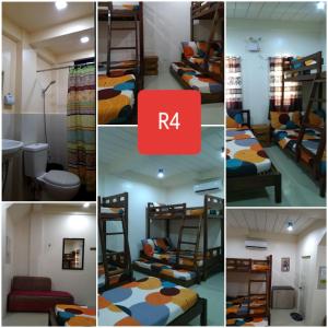 a collage of photos of a room with bunk beds at CRISTINA Beachfront Cottages in San Juan +49 photos