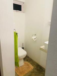 a bathroom with a white toilet and a sink at Kite Room in Rodrigues Island
