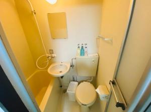 大阪市にあるLIBERTY PALACE Apartment3のトイレと洗面台のある小さなバスルーム +38枚の写真
