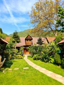 a path leading to a house in a garden at Casa de vacanta Vidrighin in Rau Sadului