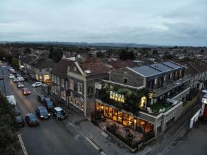 an overhead view of a city street with buildings at Honeysuckle - 1 Bedroom Luxury Apartment by Mint Stays in Bristol